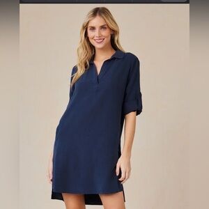 Bella Dahl A Line Rolled Tab Sleeve Dress